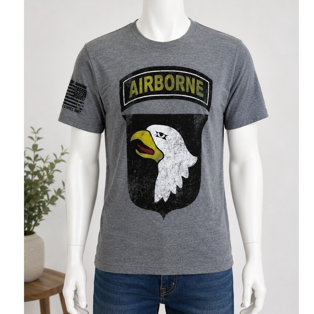 7.62 Design Mens T-Shirt 101st Airborne Screaming Eagle Gray Small